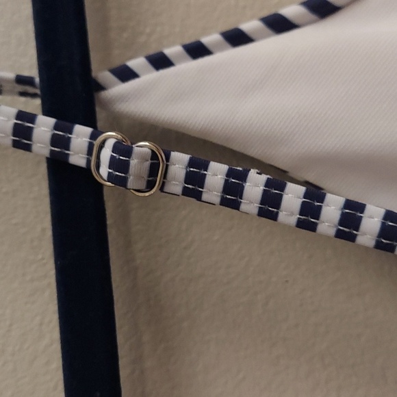 AMAZON Navy Blue and White Horizontal Stripe One Piece Bathing Suit - Picture 8 of 13